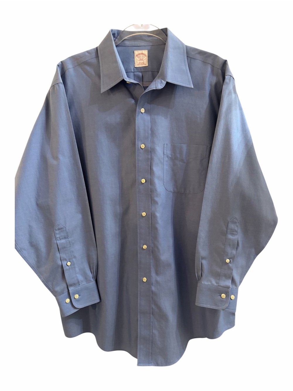 BROOKS BROTHERS, Mens Size 16 1/2-2/3, Blue “346” Non-Iron 100% Cotton Button-Up